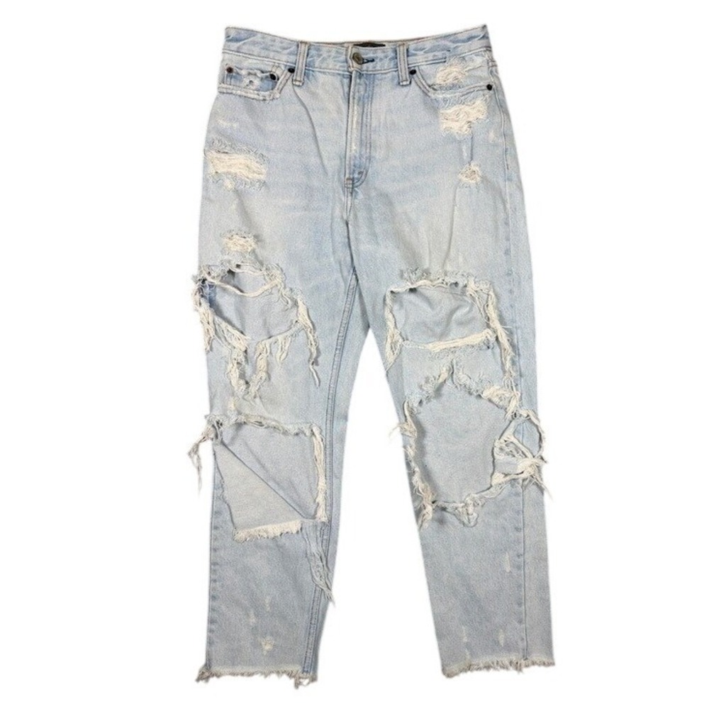 Abercrombie & Fitch Annie High Rise Girlfriend Jeans Light Wash Distressed 28 6R